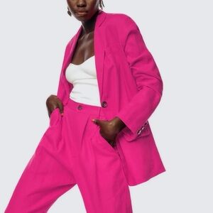 Reformation Stacey Linen Blazer Hot Pink Size Large